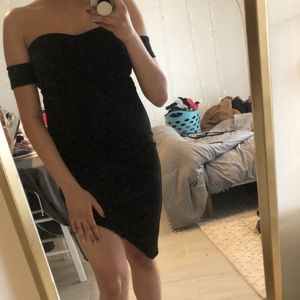 Off-Shoulder Metallic Black Dress! Worn once!